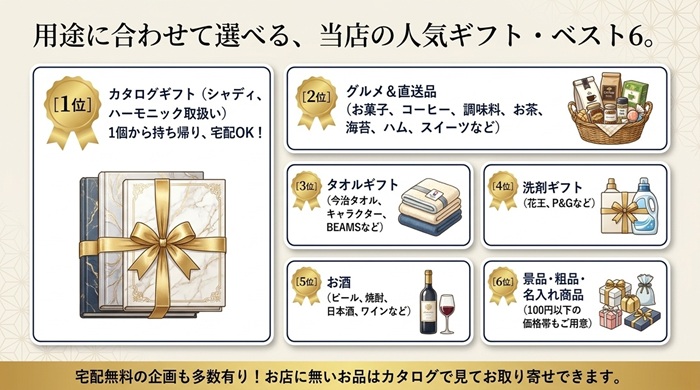 用途に合わせて選べる当店人気ベスト6
